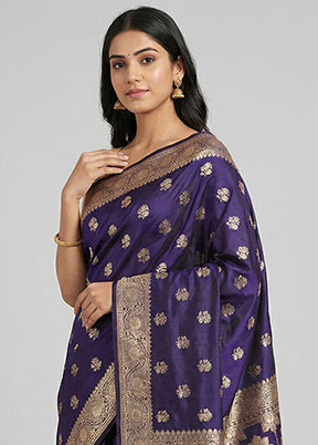 Blue Banarasi Silk Saree With Blouse Piece