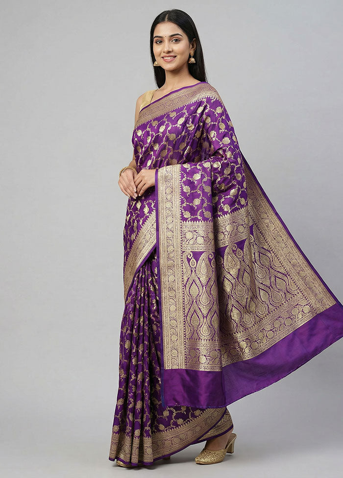 Blue Handloom Banarasi Pure Silk Saree With Blouse Piece