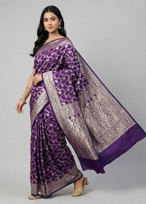 Blue Handloom Banarasi Pure Silk Saree With Blouse Piece