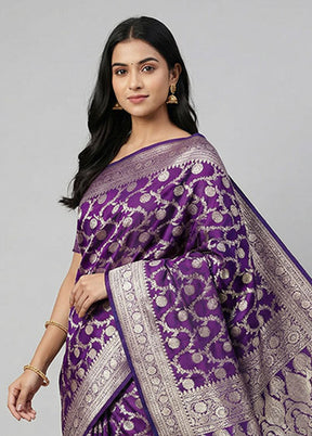Blue Handloom Banarasi Pure Silk Saree With Blouse Piece