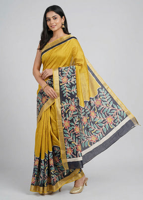 Multicolor Printed Pure Silk Saree Without Blouse Piece