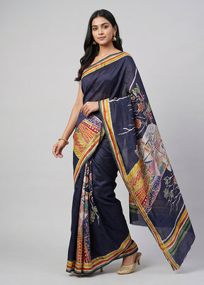 Green Printed Pure Silk Saree Without Blouse Piece