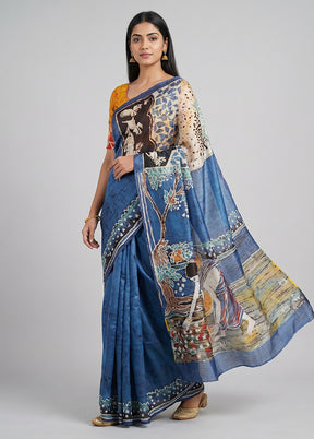 Black Printed Pure Silk Saree Without Blouse Piece