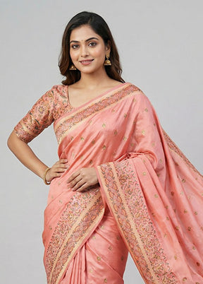 Pink Dupion Silk Saree With Blouse Piece