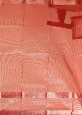 Red Dupion Silk Saree With Blouse Piece