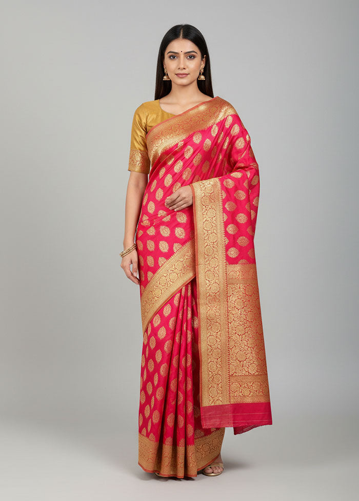 Pink Katan Silk Saree With Blouse Piece