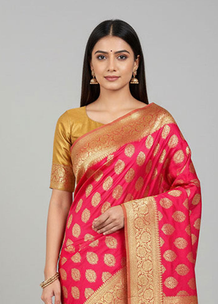 Pink Katan Silk Saree With Blouse Piece