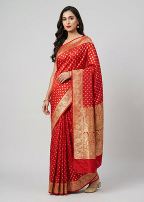 Pink Banarasi Silk Saree With Blouse Piece