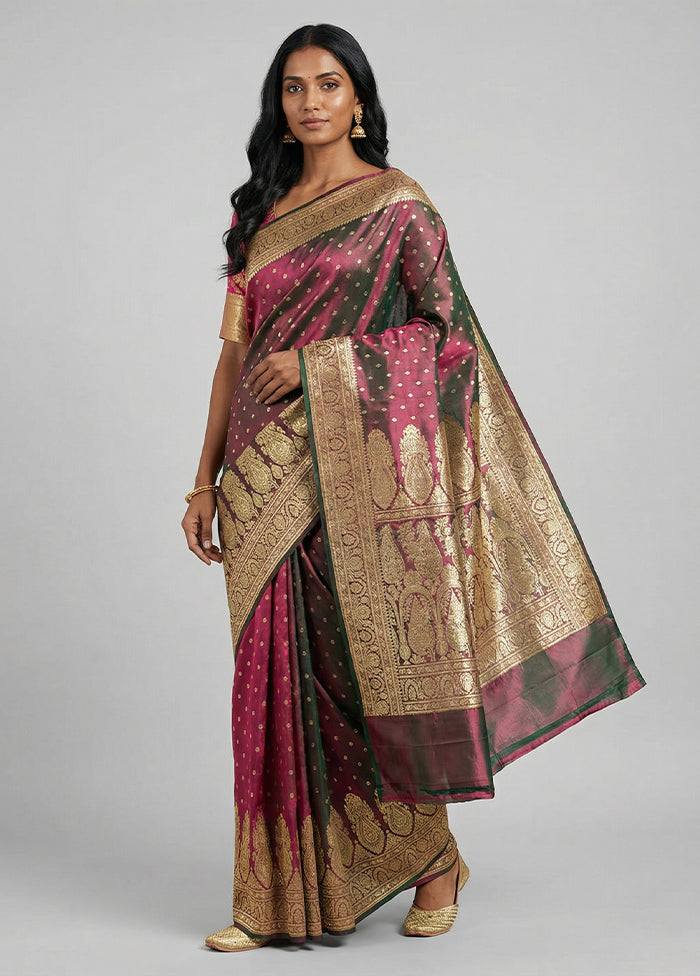 Green Handloom Banarasi Pure Silk Saree With Blouse Piece