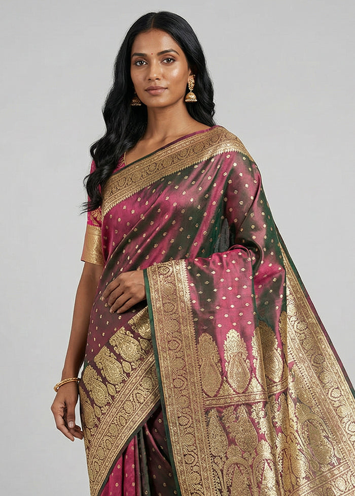 Green Handloom Banarasi Pure Silk Saree With Blouse Piece