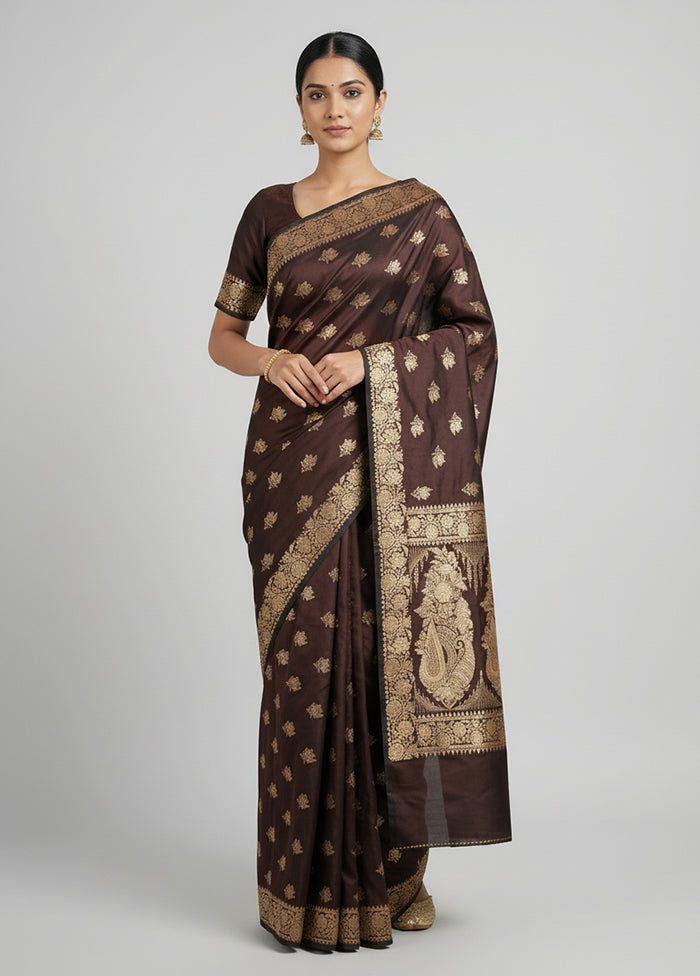 Black Banarasi Silk Saree With Blouse Piece