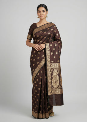 Black Banarasi Silk Saree With Blouse Piece