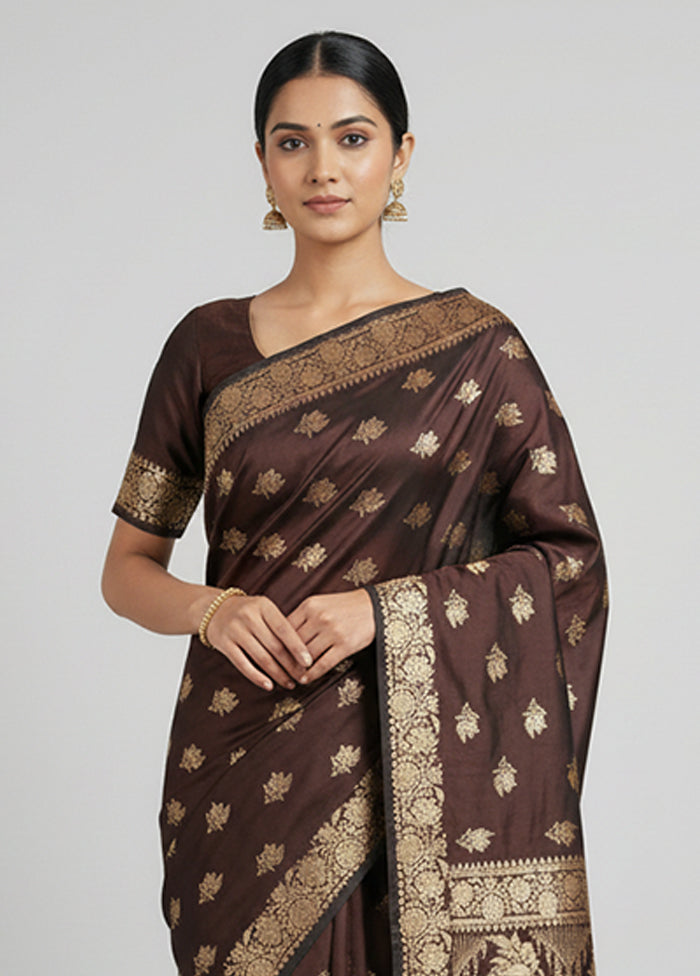 Black Banarasi Silk Saree With Blouse Piece