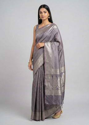 Maroon Kora Silk Saree With Blouse Piece