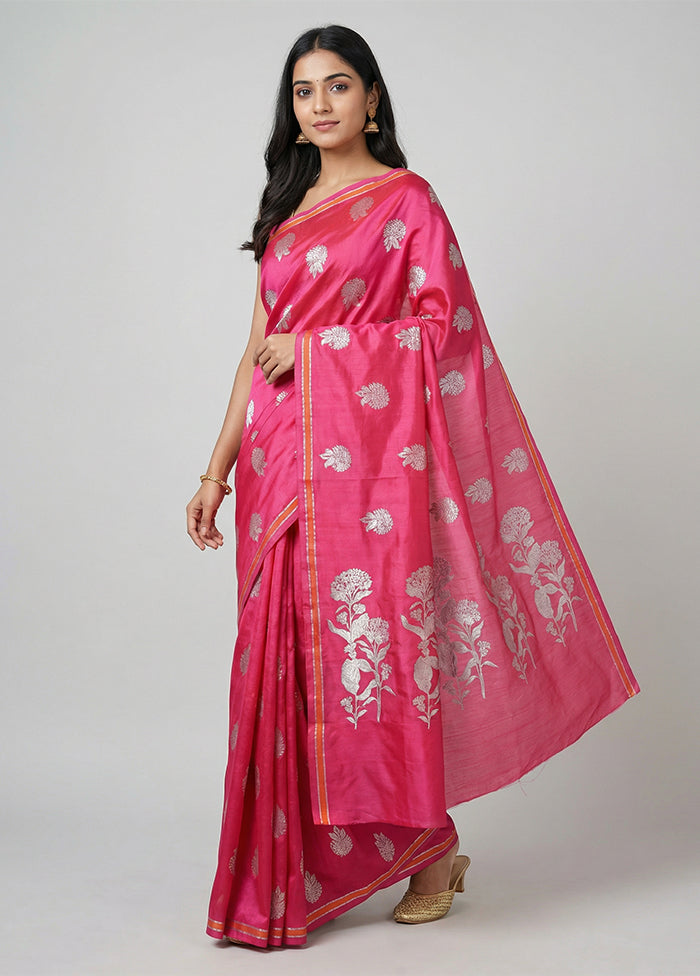 Pink Katan Silk Saree With Blouse Piece