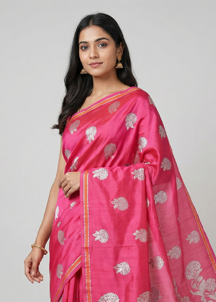 Pink Katan Silk Saree With Blouse Piece