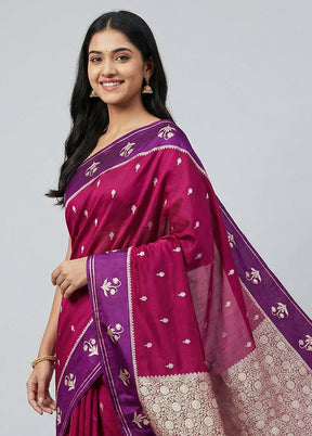 Maroon Katan Silk Saree With Blouse Piece
