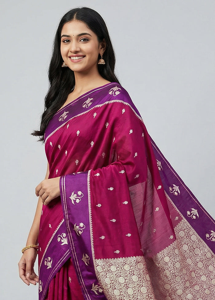 Maroon Katan Silk Saree With Blouse Piece
