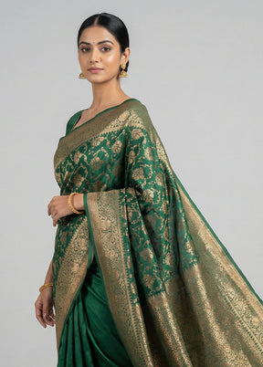 Green Dupion Silk Saree With Blouse Piece