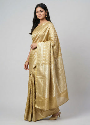 Cream Tissue Silk Saree With Blouse Piece
