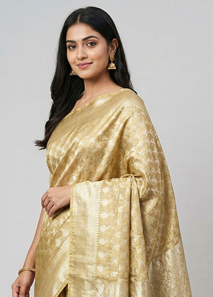 Cream Tissue Silk Saree With Blouse Piece