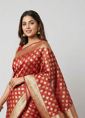 Maroon Tissue Silk Saree With Blouse Piece