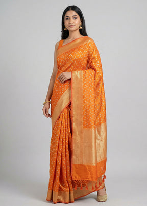 Yellow Kora Silk Saree With Blouse Piece