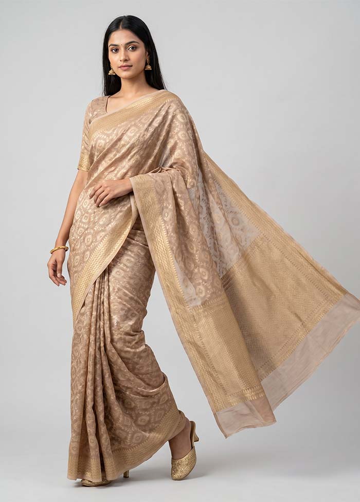 Cream Tissue Silk Saree With Blouse Piece