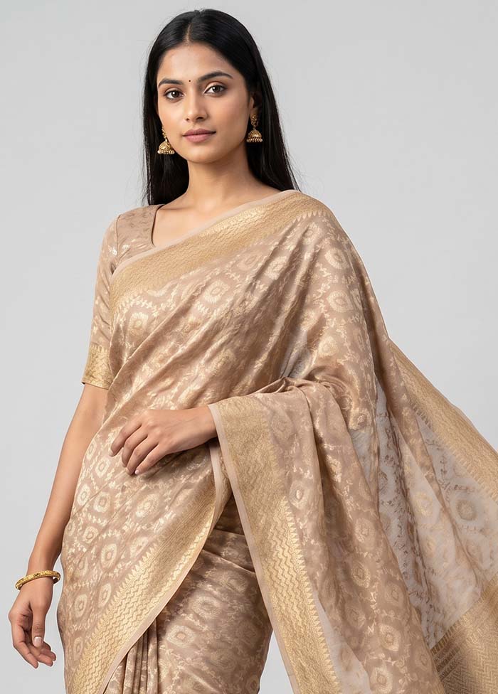 Cream Tissue Silk Saree With Blouse Piece