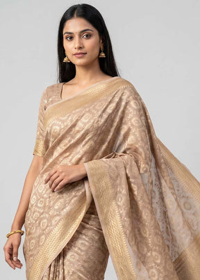 Cream Tissue Silk Saree With Blouse Piece