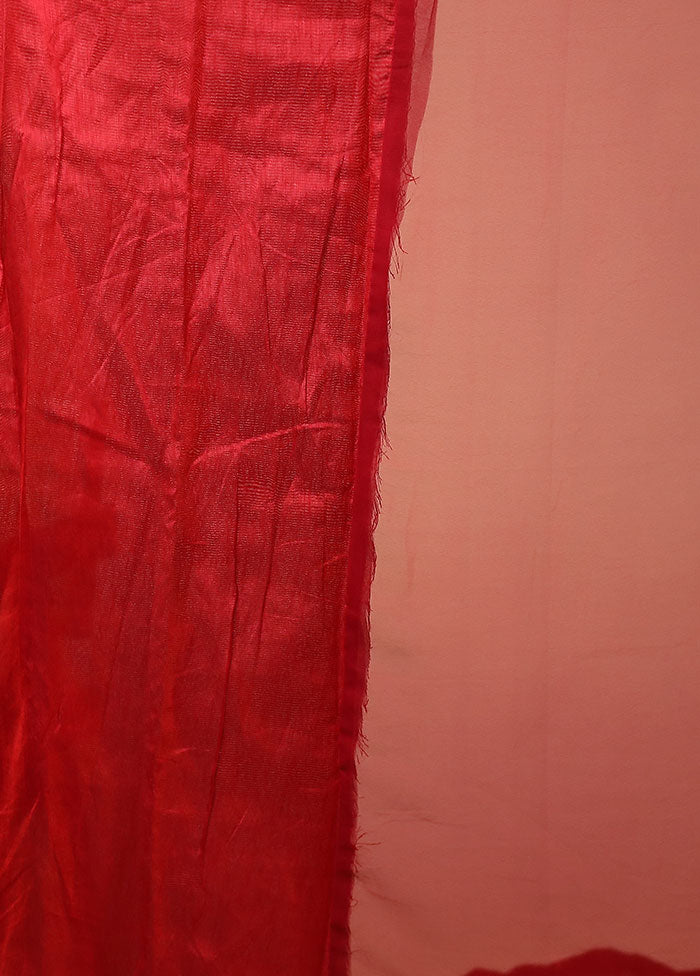 Red Georgette Saree With Blouse Piece