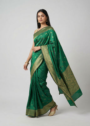 Green Kanjivaram Silk Saree With Blouse Piece