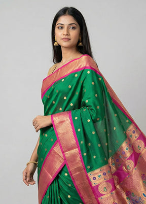 Green Kanjivaram Silk Saree With Blouse Piece