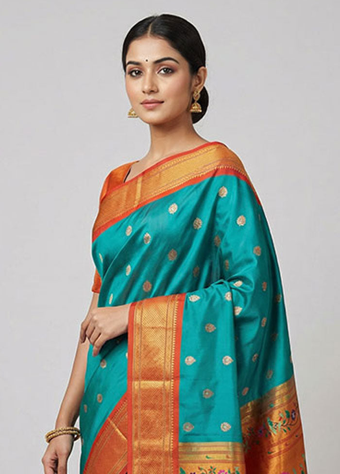 Green Kanjivaram Silk Saree With Blouse Piece