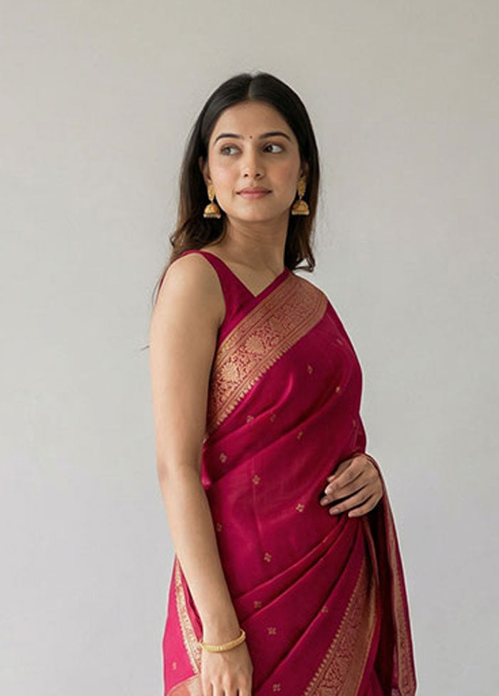 Pink Dupion Silk Saree With Blouse Piece