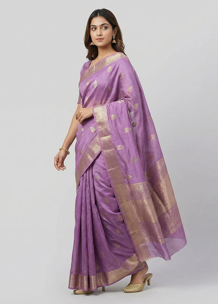 Purple Dupion Silk Saree With Blouse Piece