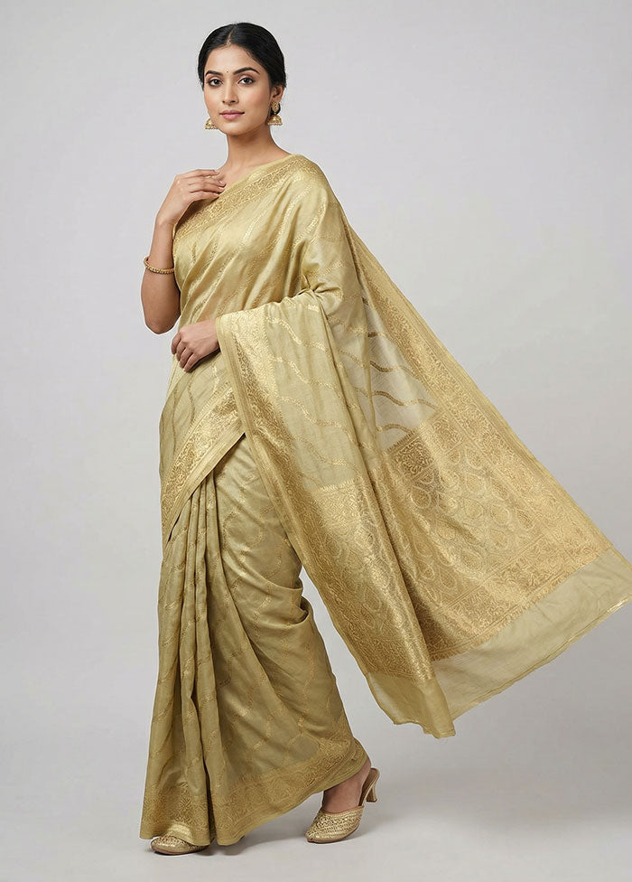 Yellow Handloom Dupion Pure Silk Saree With Blouse Piece