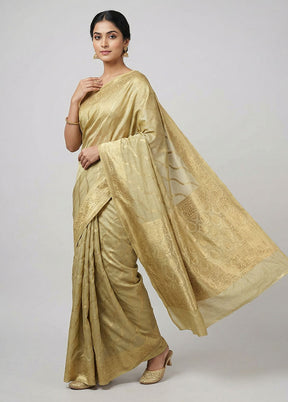 Yellow Handloom Dupion Pure Silk Saree With Blouse Piece