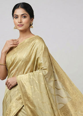 Yellow Handloom Dupion Pure Silk Saree With Blouse Piece