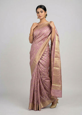 Purple Handloom Dupion Pure Silk Saree With Blouse Piece
