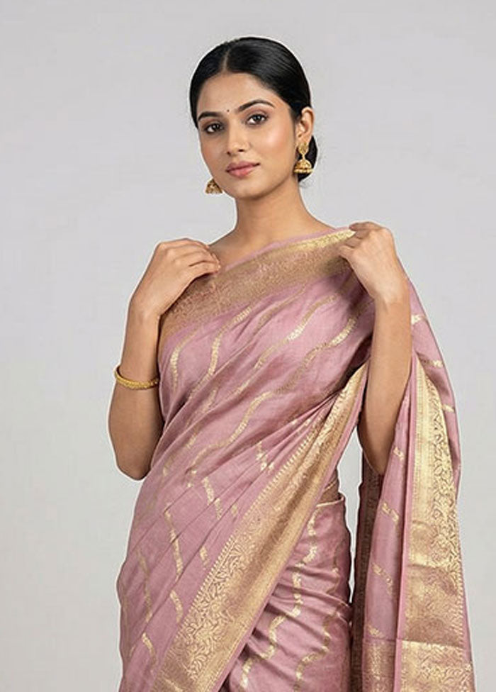 Purple Handloom Dupion Pure Silk Saree With Blouse Piece