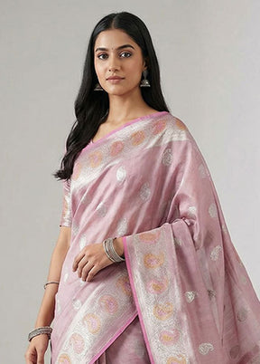 Purple Handloom Dupion Pure Silk Saree With Blouse Piece