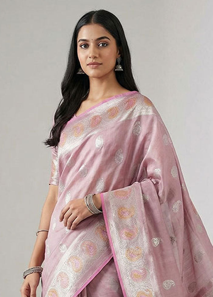 Purple Handloom Dupion Pure Silk Saree With Blouse Piece