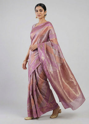 Multicolor Handloom Dupion Pure Silk Saree With Blouse Piece
