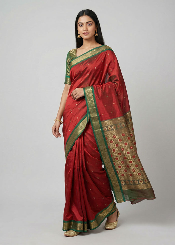 Green Kanjivaram Silk Saree With Blouse Piece