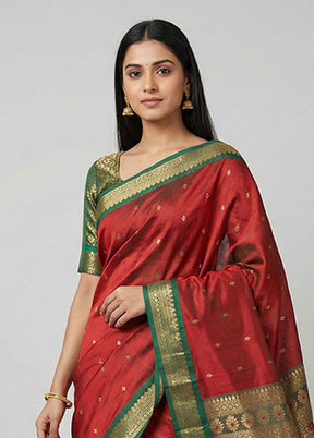Green Kanjivaram Silk Saree With Blouse Piece