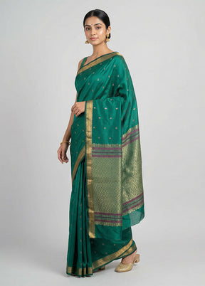Green Kanjivaram Silk Saree With Blouse Piece