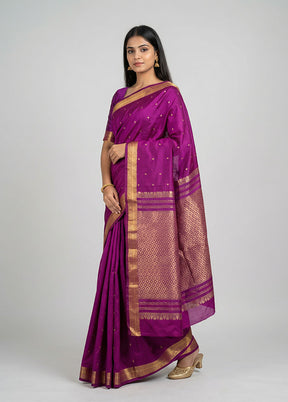 Purple Kanjivaram Silk Saree With Blouse Piece
