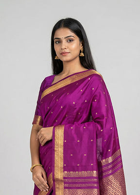 Purple Kanjivaram Silk Saree With Blouse Piece
