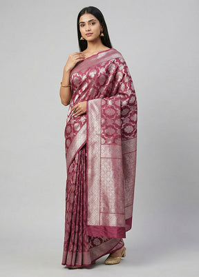 Pink Dupion Silk Saree With Blouse Piece